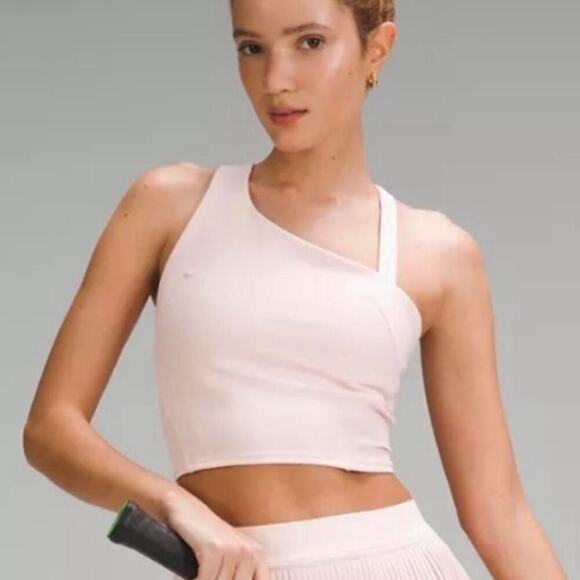 lululemon athletica Tops - Lululemon Asymmetrical Baby Pink Workout Tank Supportive Activewear Size 14